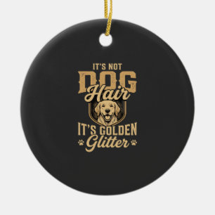 Grappige Goud Retriever Hond Haar Glitter Keramisch Ornament