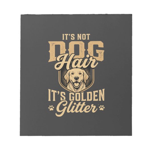 Grappige Goud Retriever Hond Haar Glitter Notitieblok (Voorkant)