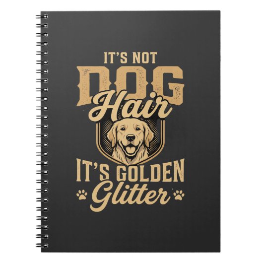 Grappige Goud Retriever Hond Haar Glitter Notitieboek (Voorkant)
