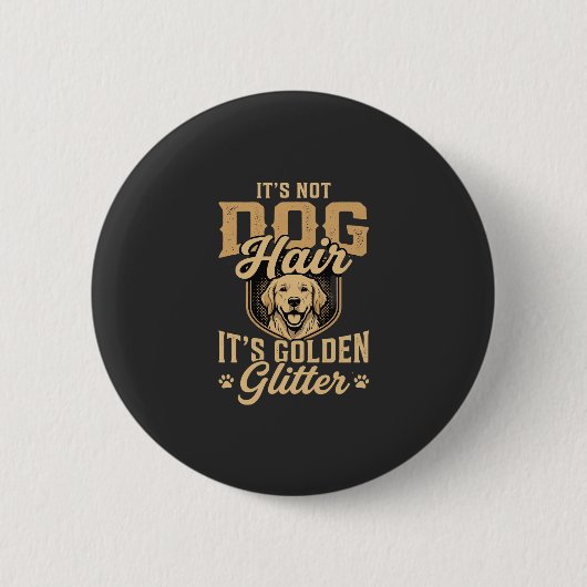 Grappige Goud Retriever Hond Haar Glitter Ronde Button 5,7 Cm (Voorkant)