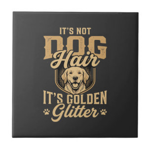 Grappige Goud Retriever Hond Haar Glitter Tegeltje