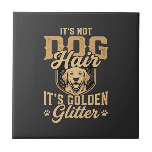 Grappige Goud Retriever Hond Haar Glitter Tegeltje (Voorkant)