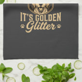 Grappige Goud Retriever Hond Haar Glitter Theedoek (Gevouwen)