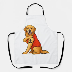 Grappige goud retriever Hond Ik Hou Van Moeder Tat Schort