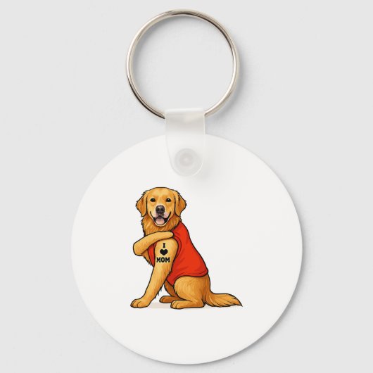 Grappige goud retriever Hond Ik Hou Van Moeder Tat Sleutelhanger (Voorkant)