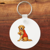 Grappige goud retriever Hond Ik Hou Van Moeder Tat Sleutelhanger (Voorkant)