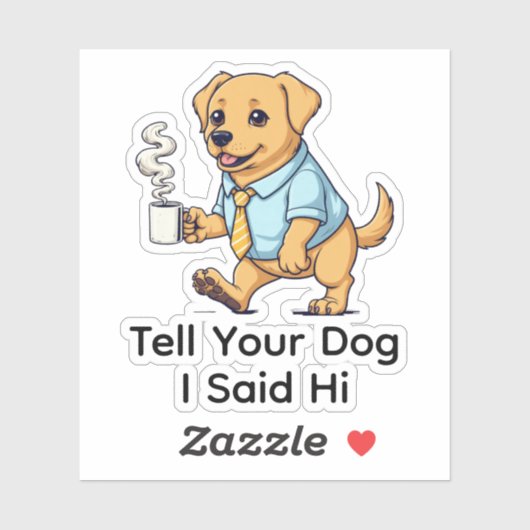 Grappige Goud Retriever hond Zakelijke Pak Koffie Sticker (Vel)