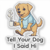 Grappige Goud Retriever hond Zakelijke Pak Koffie Sticker (Voorkant)