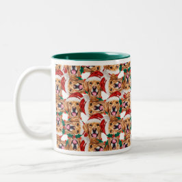 Grappige Goud Retriever Kerst Patroon Tweekleurige Koffiemok