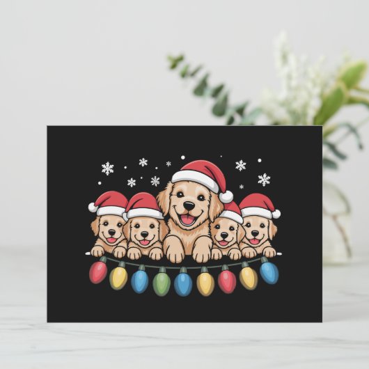 Grappige Goud Retriever Kerst Puppy Hond Kaart (Staand voorkant)