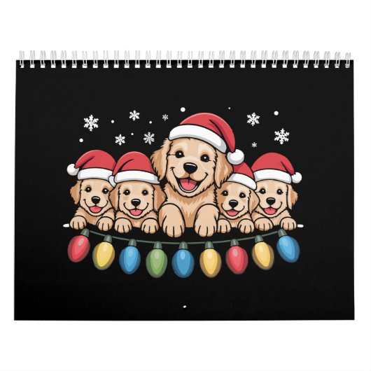 Grappige Goud Retriever Kerst Puppy Hond  Kalender (Hoes)
