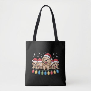 Grappige Goud Retriever Kerst Puppy Hond Tote Bag