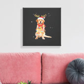 Grappige Goud Retriever Kerstboom Kerstman Rendier Canvas Afdruk (Insitu (Woonkamer))