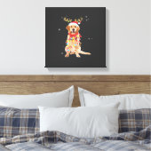 Grappige Goud Retriever Kerstboom Kerstman Rendier Canvas Afdruk (Insitu (Slaapkamer))