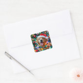 Grappige Goud Retriever Kerstontwerp – Puppy Vierkante Sticker (Envelop)