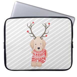 Grappige Goud Retriever Puppy Rendier Geweien Laptop Sleeve