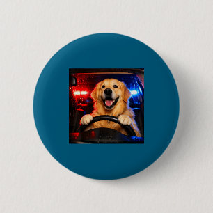 Grappige goud retriever rijdt meme hond rijdt een ronde button 5,7 cm