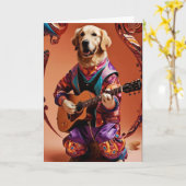 Grappige Goud Retriever Rockster Kaart (Gele Bloem)
