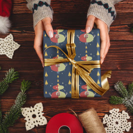 Grappige Gouden Boom Kerstmis Aangepaste Foto Vaka Cadeaupapier