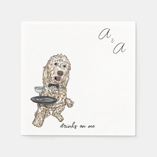 Grappige gouden doodle cocktail servet (Voorkant)