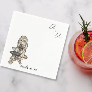 Grappige gouden doodle cocktail servet
