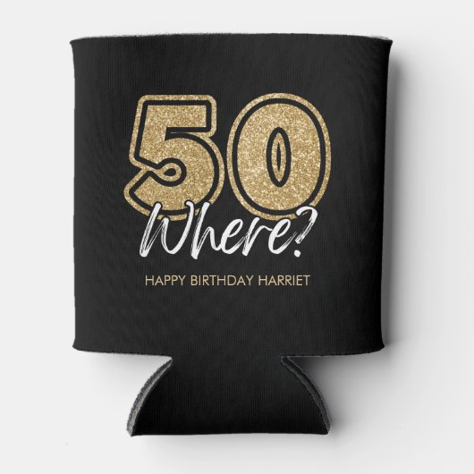 Grappige gouden glitter 50 Waar zwart 50e verjaard Blikjeskoeler (Voorkant)