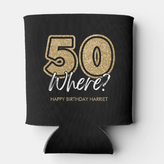 Grappige gouden glitter 50 Waar zwart 50e verjaard Blikjeskoeler (Achterkant)