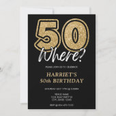 Grappige gouden glitter 50 Waar zwart 50e verjaard Kaart (Voorkant)