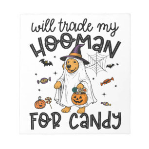 Grappige Gouden Hond Halloween Geest Spookachtig Notitieblok