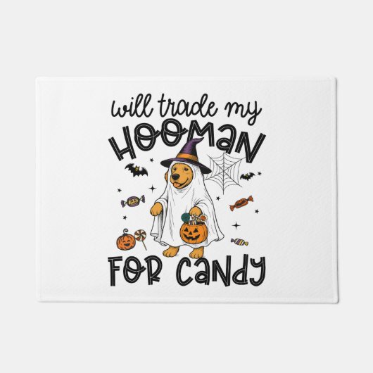 Grappige Gouden Hond Halloween Ghost Spooky Deurmat (Voorkant)