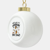 Grappige Gouden Hond Halloween Ghost Spooky Keramische Bal Ornament (Rechts)