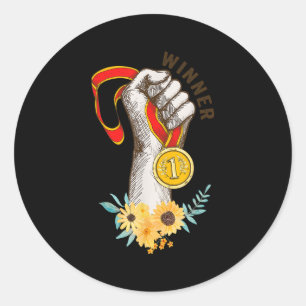 Grappige gouden medaille voor winnaars schoolteam ronde sticker
