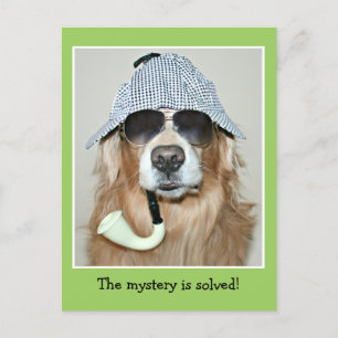 Grappige Gouden Retriever Detective Hond Verjaarda Briefkaart