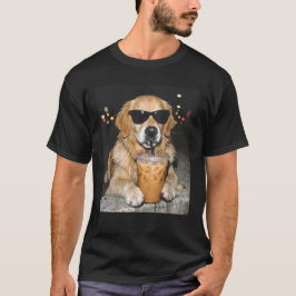 Grappige Gouden Retriever Drinkt IJskoude Koffie H T-shirt