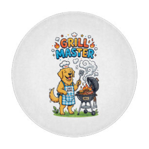 Grappige Gouden Retriever Grill Meester BBQ Grafis Snijplank