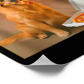 Grappige gouden retriever hond eet pizza meme nach poster (Hoek)