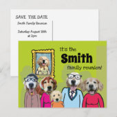Grappige Gouden Retriever Hond Familie Reünie Aankondigingskaart (Voorkant / Achterkant)