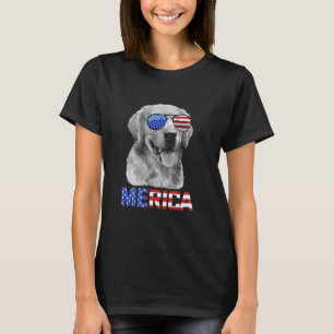 Grappige Gouden Retriever Hond Merica 4 juli Patri T-shirt