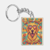 Grappige Gouden Retriever Honden Sleutelhanger (Voorkant Links)