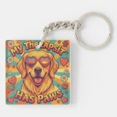 Grappige Gouden Retriever Honden Sleutelhanger (Achterkant)