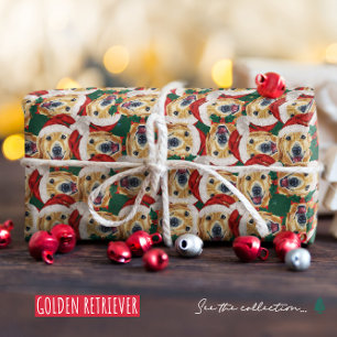 Grappige Gouden Retriever Huisdier Kerst Patroon Cadeaupapier