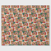 Grappige Gouden Retriever Kerst Patroon Cadeaupapier (Vlak)