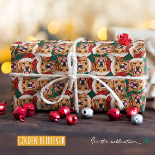 Grappige Gouden Retriever Kerst Patroon Cadeaupapier