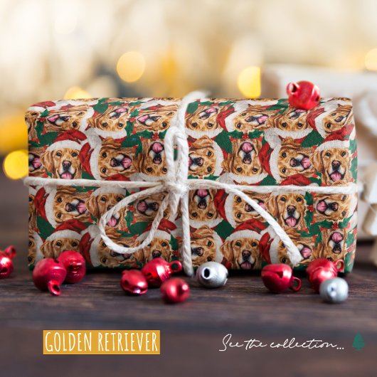 Grappige Gouden Retriever Kerst Patroon Cadeaupapier