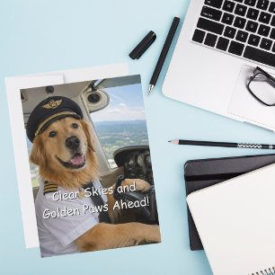 Grappige Gouden Retriever Piloot Luchtvaart Hond V Kaart