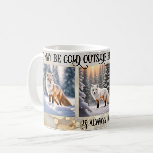 Grappige gouden sneeuw vos foto koffiemok (Voorkant links)