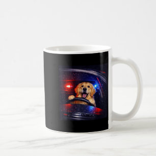 Grappige goudkleurige retriever rijdt meme hond ri koffiemok