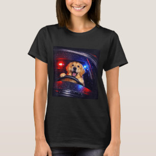 Grappige goudkleurige retriever rijdt meme hond ri t-shirt