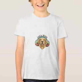 Grappige goudkleurige retrieverhond met een glimla Tri-Blend shirt