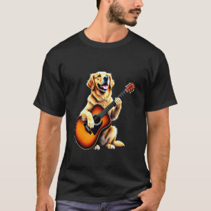 Grappige Goudse Retriever die Gitaar Speelt Ontwer T-shirt